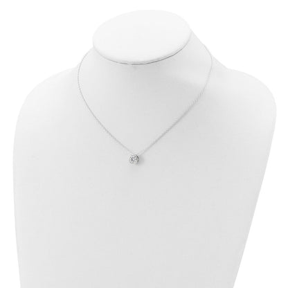 Sterlingsilber Rhodiniert 8mm Zargenfassung Zirkonia Halskette