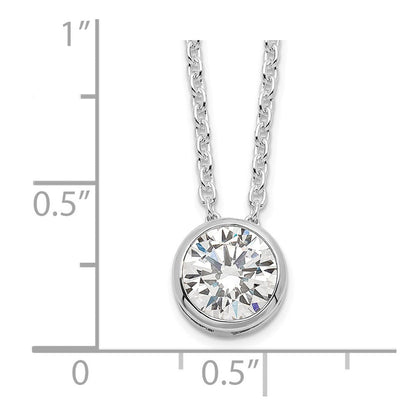 Sterlingsilber Rhodiniert 8mm Zargenfassung Zirkonia Halskette
