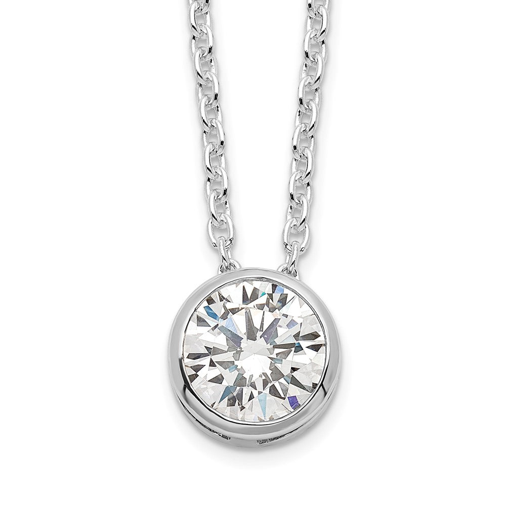 Sterlingsilber Rhodiniert 8mm Zargenfassung Zirkonia Halskette