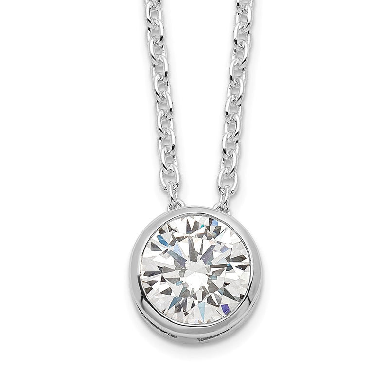 Sterlingsilber Rhodiniert 8mm Zargenfassung Zirkonia Halskette