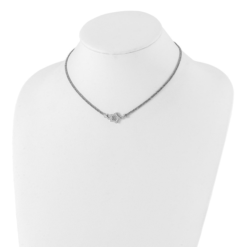 Sterlingsilber Zirkonia Stern 2 Strang Diamantiert mit 2 Zoll Verlängerung Halskette