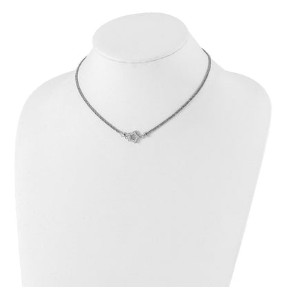 Sterlingsilber Zirkonia Stern 2 Strang Diamantiert mit 2 Zoll Verlängerung Halskette