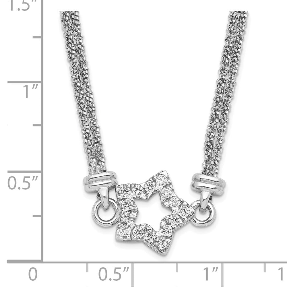 Sterlingsilber Zirkonia Stern 2 Strang Diamantiert mit 2 Zoll Verlängerung Halskette