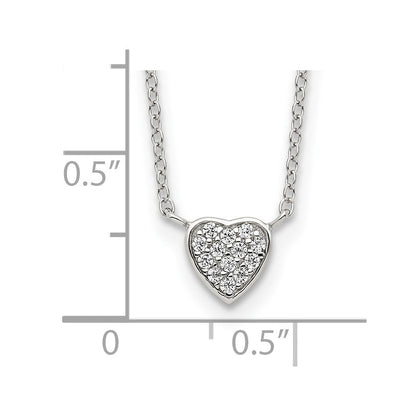 Sterlingsilber Rhodiniert Poliert Zirkonia Herz 16 Zoll Halskette