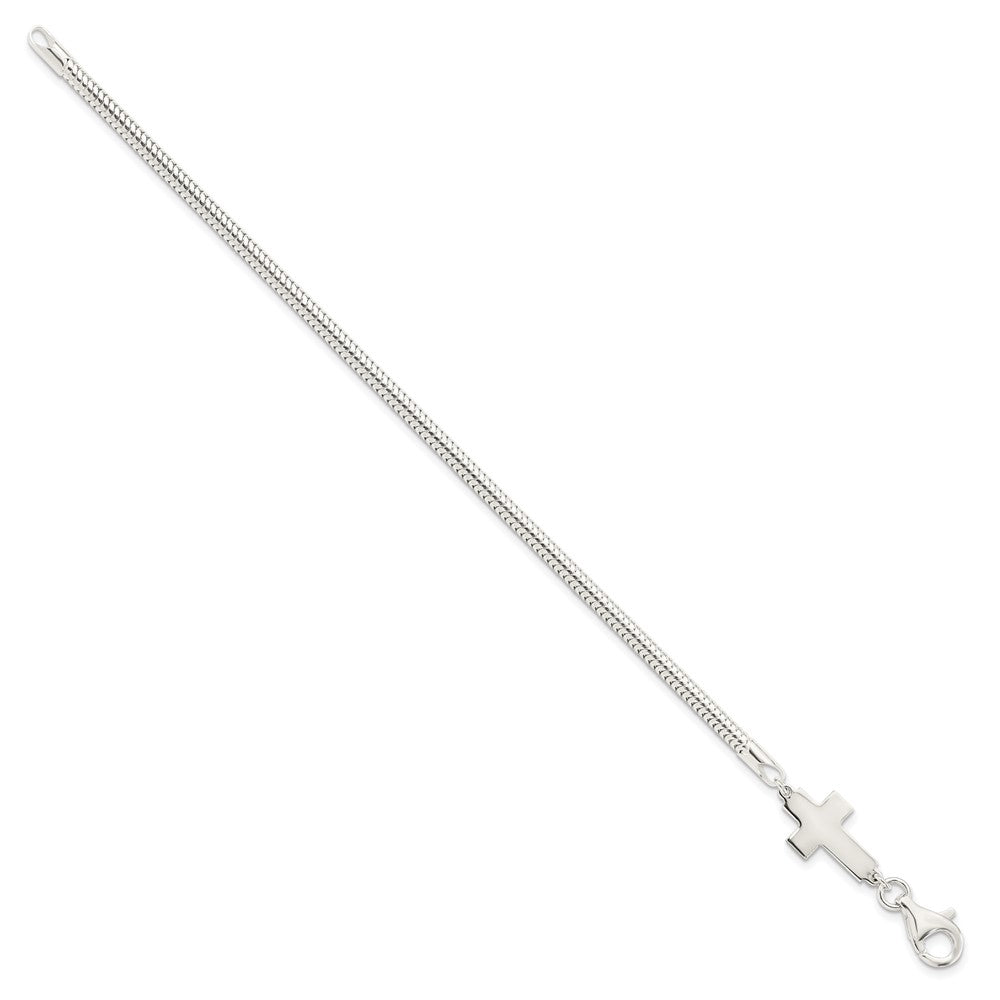 7.5 Zoll Sterlingsilber Seitlich Kreuz Armband