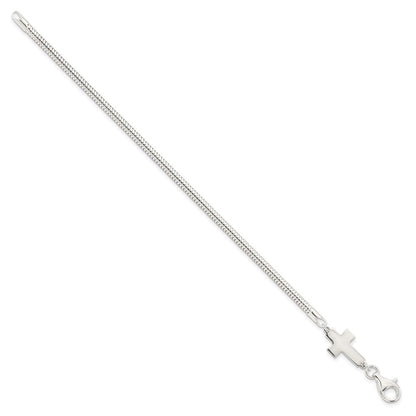7.5 Zoll Sterlingsilber Seitlich Kreuz Armband