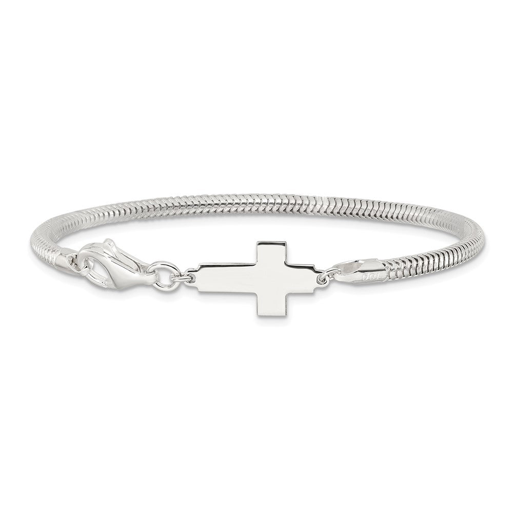 7.5 Zoll Sterlingsilber Seitlich Kreuz Armband