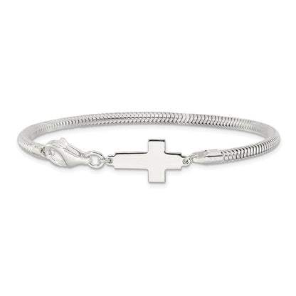 7.5 Zoll Sterlingsilber Seitlich Kreuz Armband