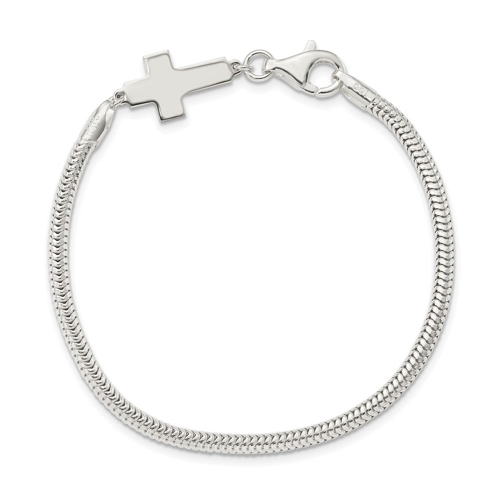 7.5 Zoll Sterlingsilber Seitlich Kreuz Armband