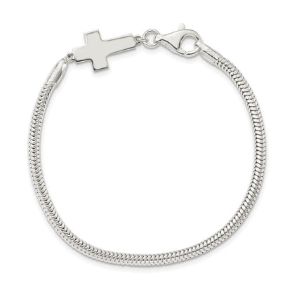 7.5 Zoll Sterlingsilber Seitlich Kreuz Armband