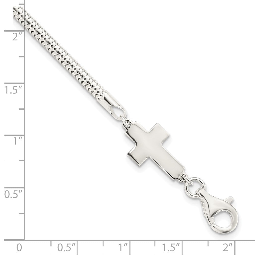 7.5 Zoll Sterlingsilber Seitlich Kreuz Armband