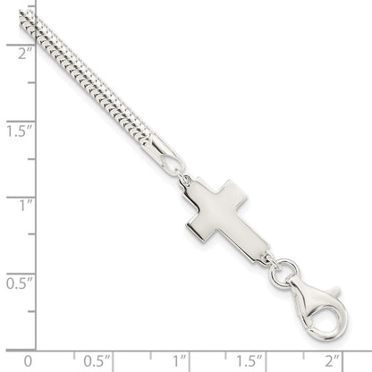 7.5 Zoll Sterlingsilber Seitlich Kreuz Armband
