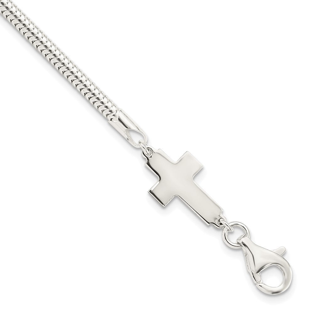 7.5 Zoll Sterlingsilber Seitlich Kreuz Armband