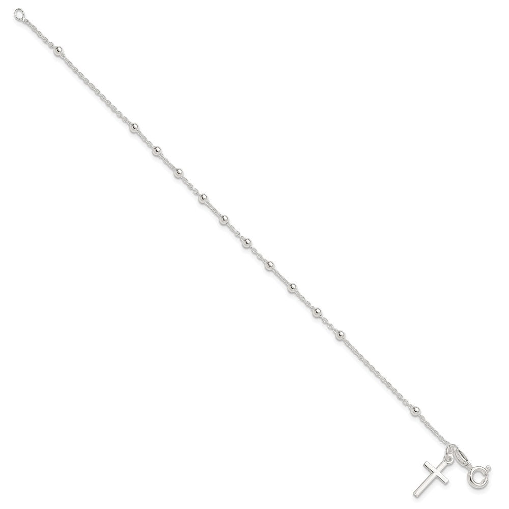 7.5 Zoll Sterlingsilber Gekugelt Kreuz Charm Armband