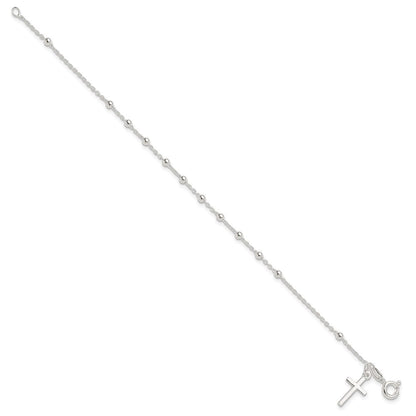7.5 Zoll Sterlingsilber Gekugelt Kreuz Charm Armband