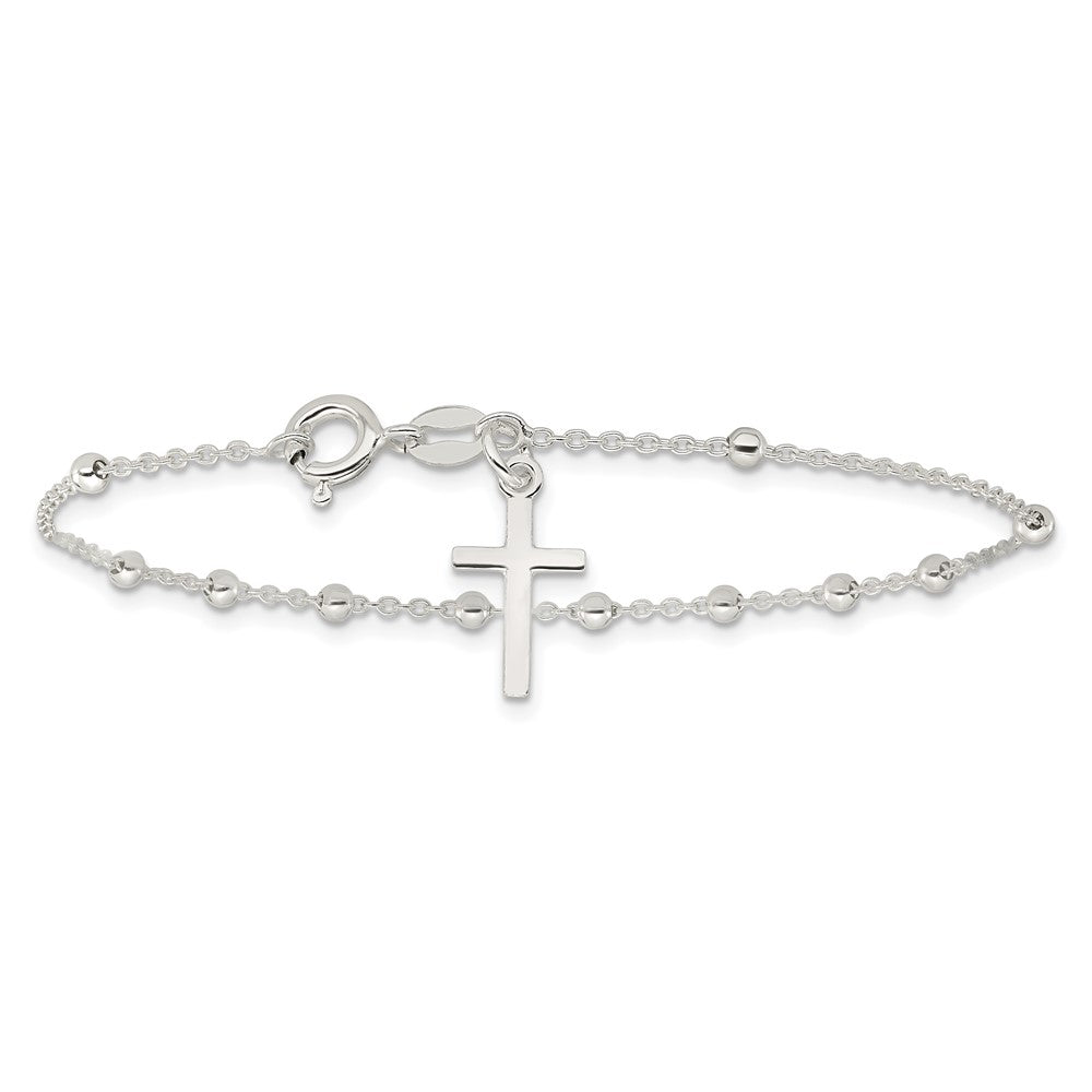 7.5 Zoll Sterlingsilber Gekugelt Kreuz Charm Armband