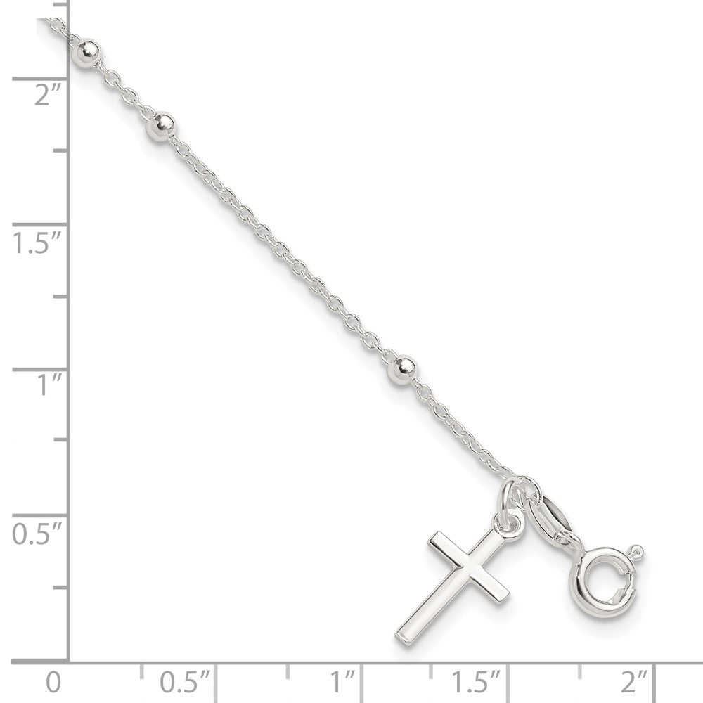 7.5 Zoll Sterlingsilber Gekugelt Kreuz Charm Armband