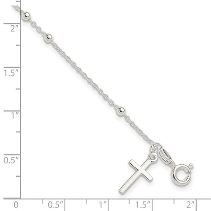 7.5 Zoll Sterlingsilber Gekugelt Kreuz Charm Armband