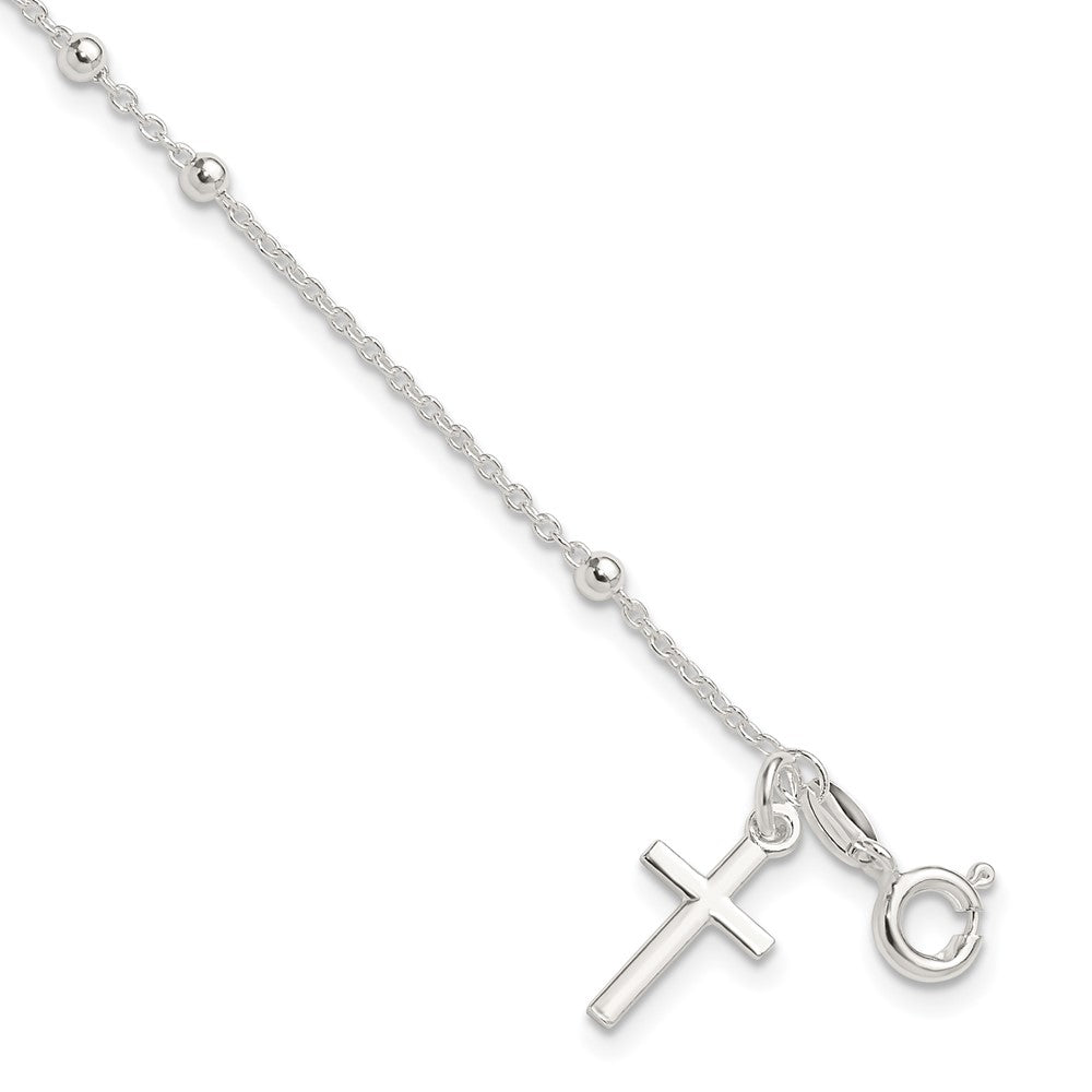 7.5 Zoll Sterlingsilber Gekugelt Kreuz Charm Armband