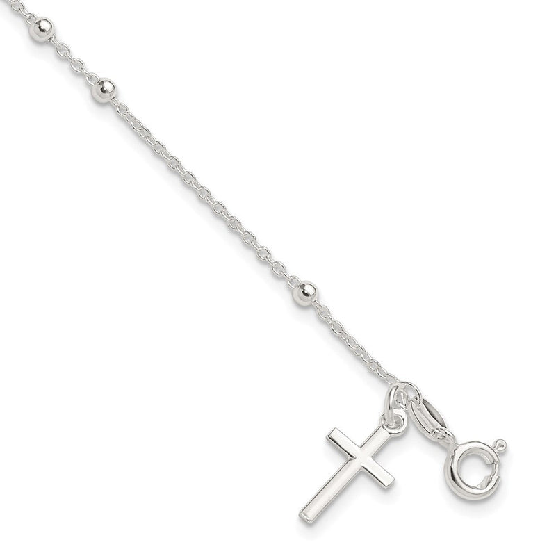 7.5 Zoll Sterlingsilber Gekugelt Kreuz Charm Armband