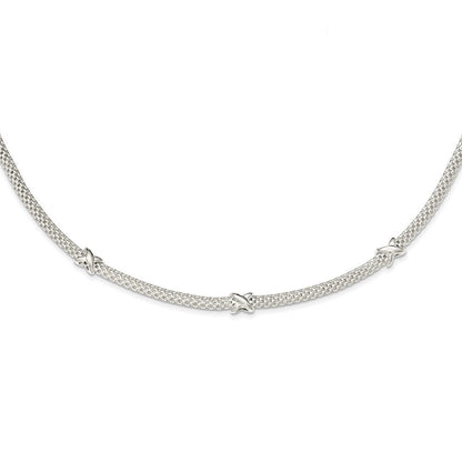 Sterlingsilber Netz mit X mit 1 Zoll Verlängerung Halskette