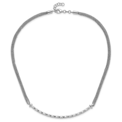 Sterlingsilber Poliert Multistrand Gedreht Stab Mit.5 Zoll Verlängerung Halskette