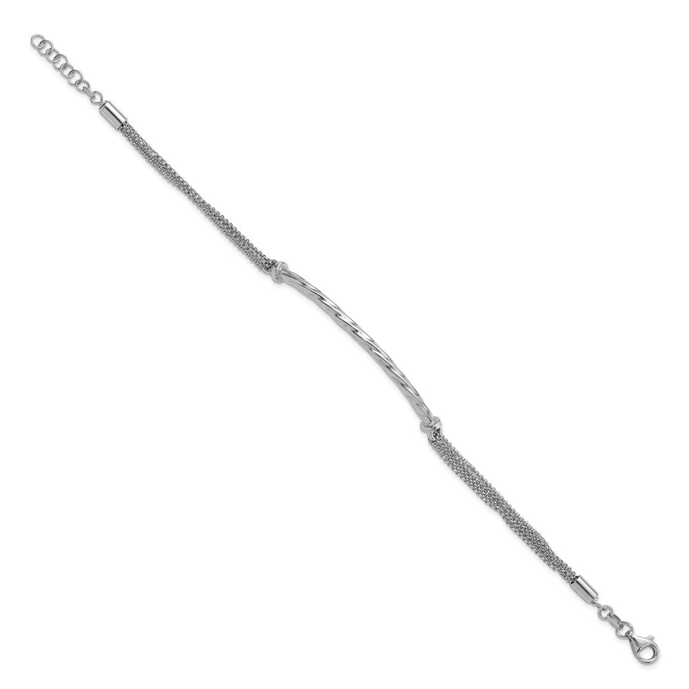 Sterlingsilber Poliert Gedreht Stab Multistrand mit Verlängerung. Gliederarmband