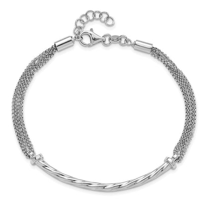 Sterlingsilber Poliert Gedreht Stab Multistrand mit Verlängerung. Gliederarmband
