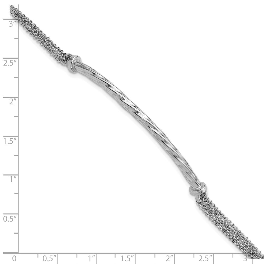 Sterlingsilber Poliert Gedreht Stab Multistrand mit Verlängerung. Gliederarmband