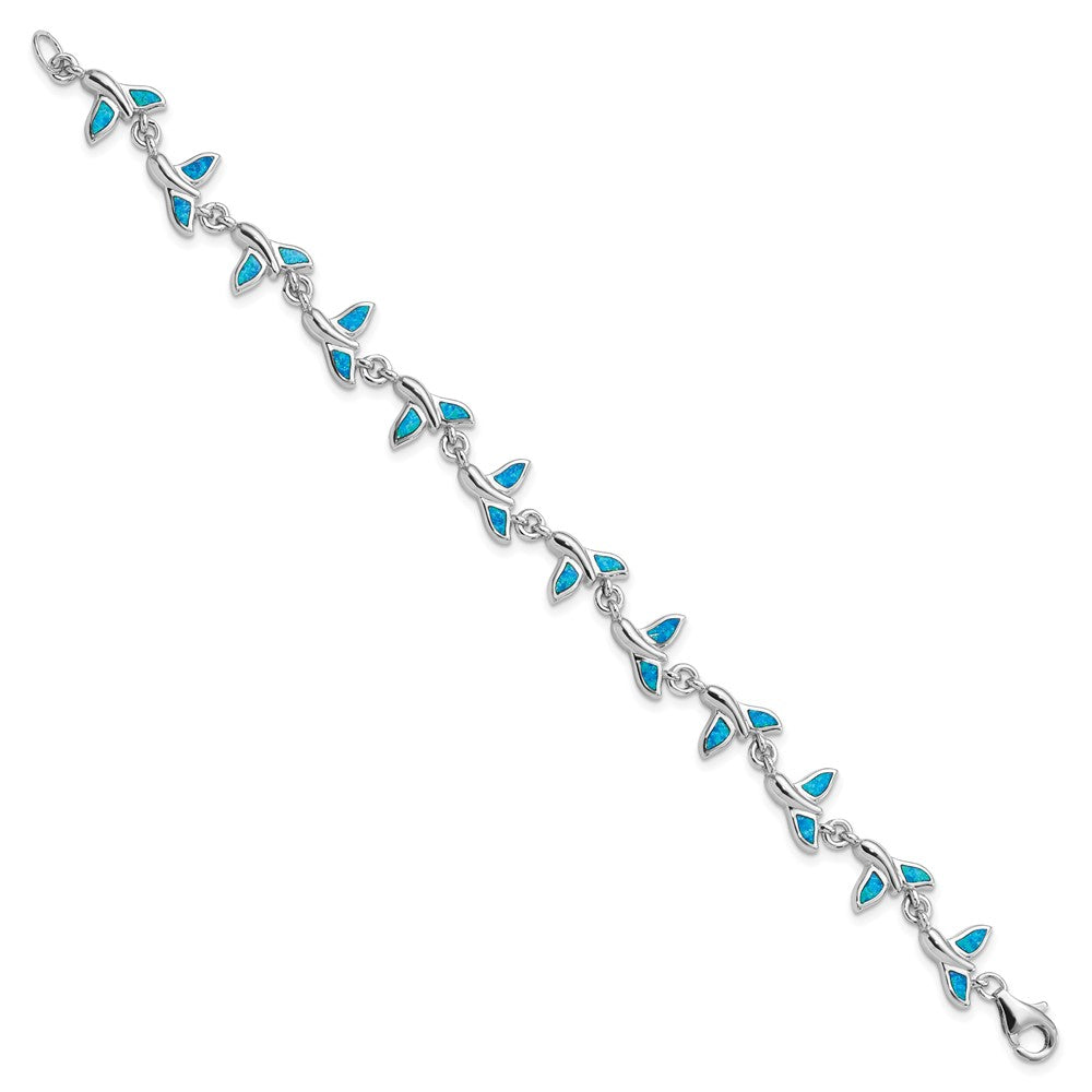 Sterlingsilber Rhodiniert Wal Schwanz 7.75 Zoll Armband