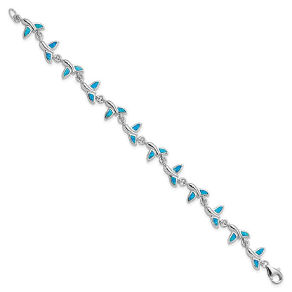 Sterlingsilber Rhodiniert Wal Schwanz 7.75 Zoll Armband