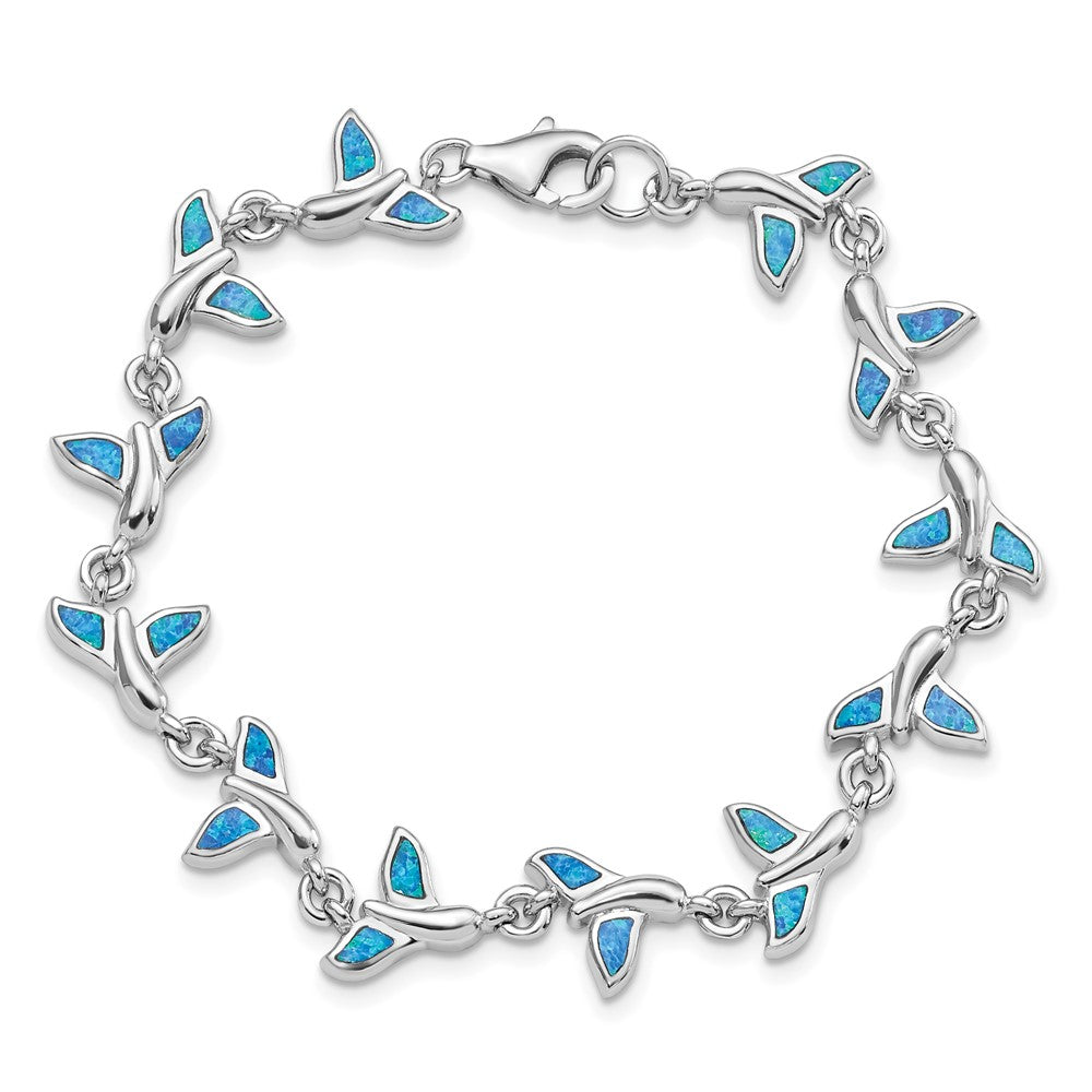 Sterlingsilber Rhodiniert Wal Schwanz 7.75 Zoll Armband