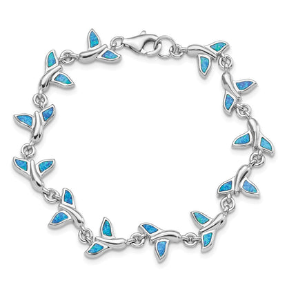 Sterlingsilber Rhodiniert Wal Schwanz 7.75 Zoll Armband