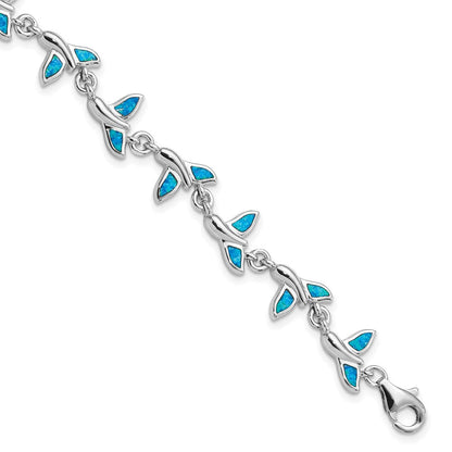Sterlingsilber Rhodiniert Wal Schwanz 7.75 Zoll Armband