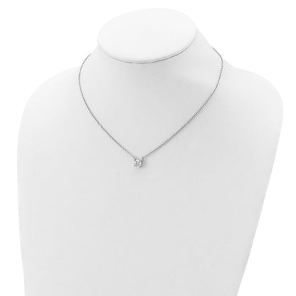 Sterlingsilber Rhodiniert Zirkonia mit 1 Zoll Verlängerung. Halskette