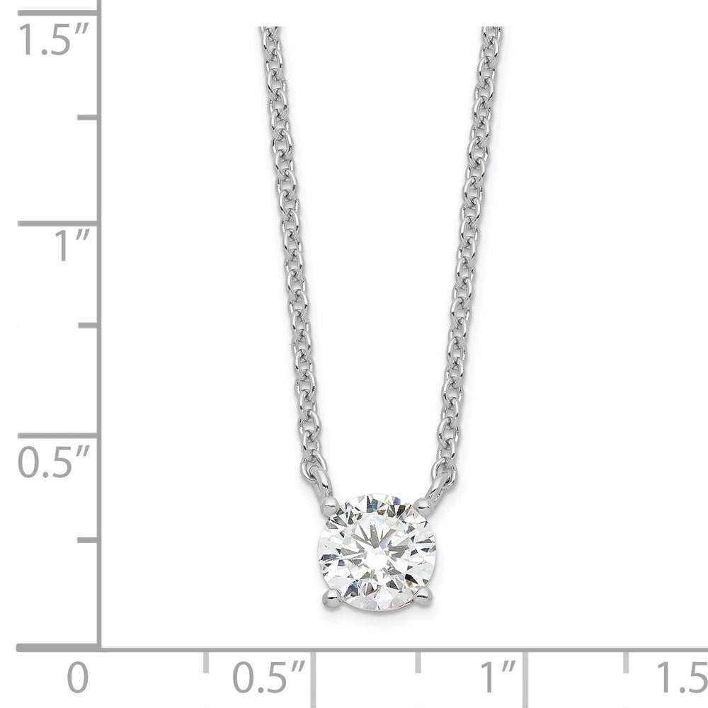 Sterlingsilber Rhodiniert Zirkonia mit 1 Zoll Verlängerung. Halskette