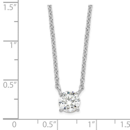Sterlingsilber Rhodiniert Zirkonia mit 1 Zoll Verlängerung. Halskette