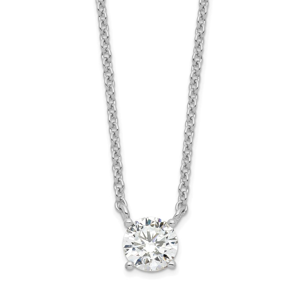 Sterlingsilber Rhodiniert Zirkonia mit 1 Zoll Verlängerung. Halskette