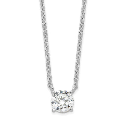 Sterlingsilber Rhodiniert Zirkonia mit 1 Zoll Verlängerung. Halskette