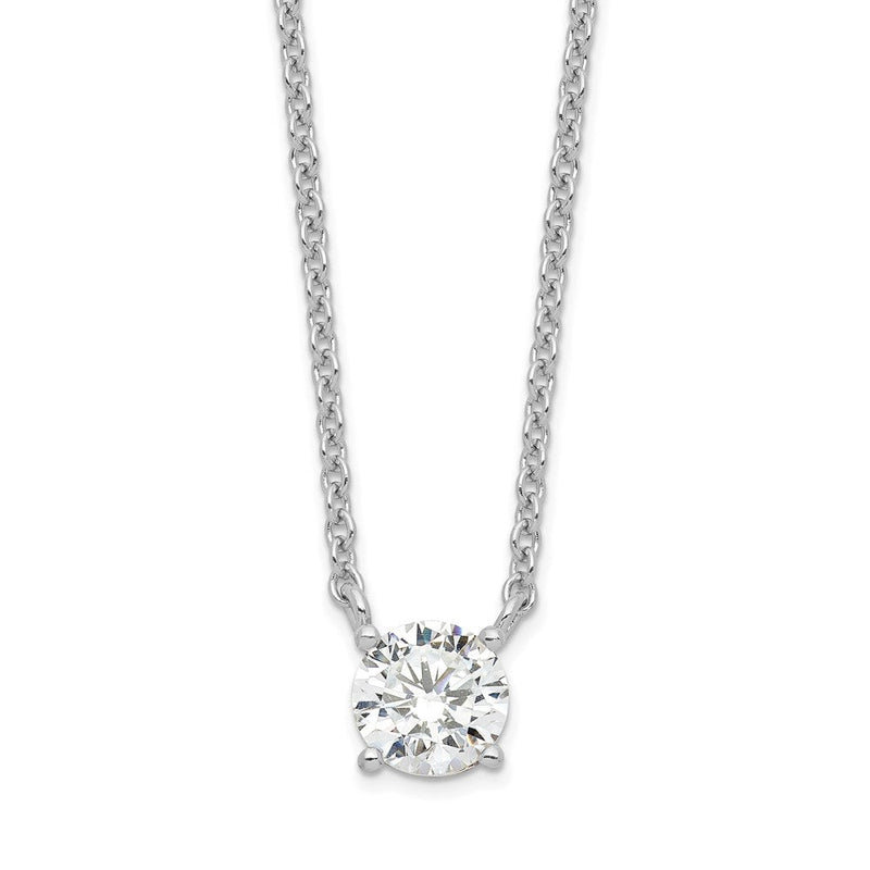 Sterlingsilber Rhodiniert Zirkonia mit 1 Zoll Verlängerung. Halskette