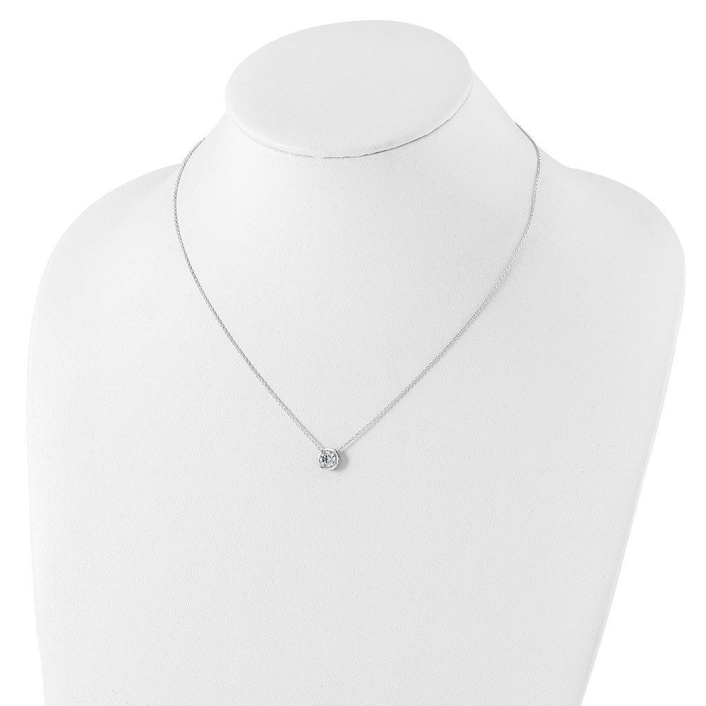 Sterlingsilber Poliert 9mm Zargenfassung Zirkonia Halskette