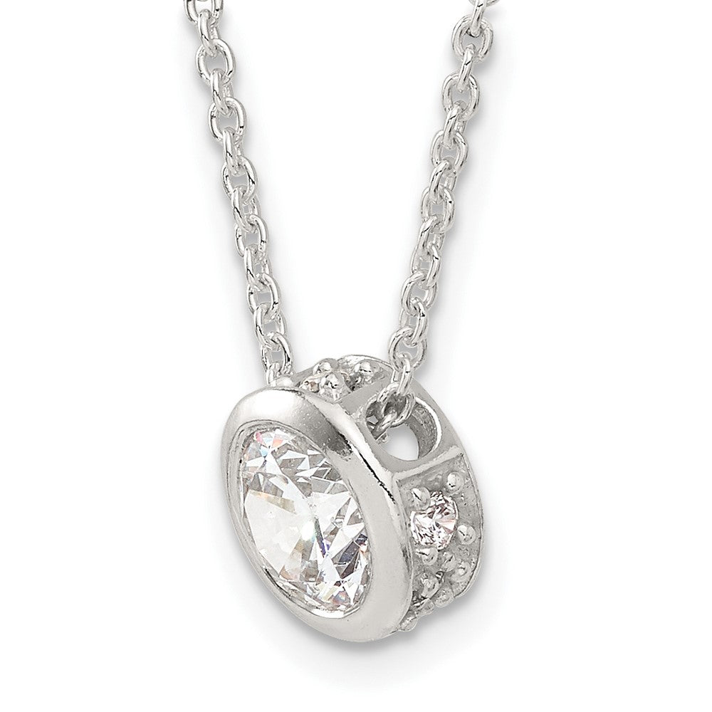 Sterlingsilber Poliert 9mm Zargenfassung Zirkonia Halskette