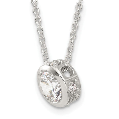 Sterlingsilber Poliert 9mm Zargenfassung Zirkonia Halskette