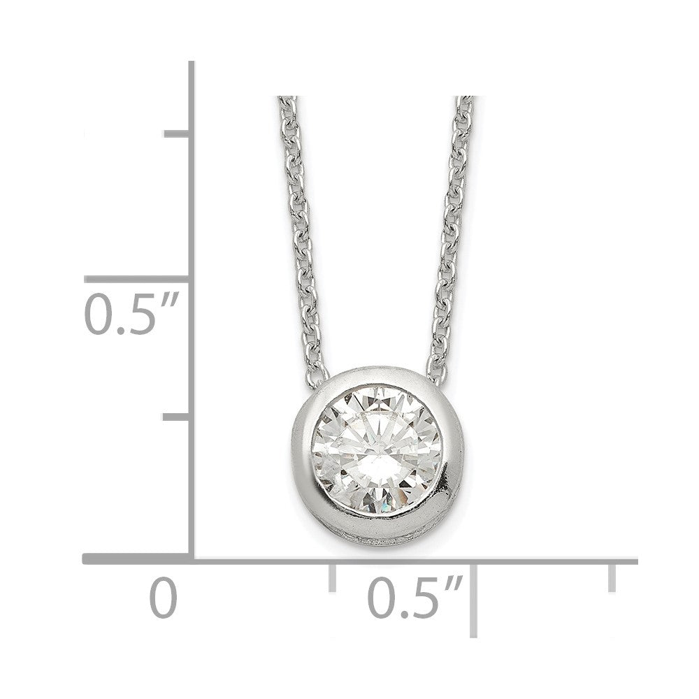 Sterlingsilber Poliert 9mm Zargenfassung Zirkonia Halskette