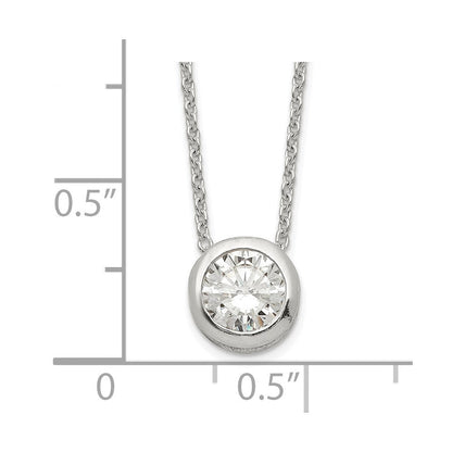 Sterlingsilber Poliert 9mm Zargenfassung Zirkonia Halskette