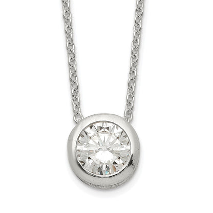 Sterlingsilber Poliert 9mm Zargenfassung Zirkonia Halskette