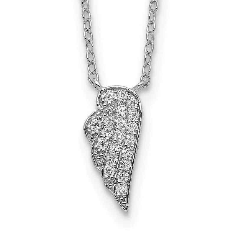 Sterlingsilber Rhodiniert Zirkonia Flügel Halskette