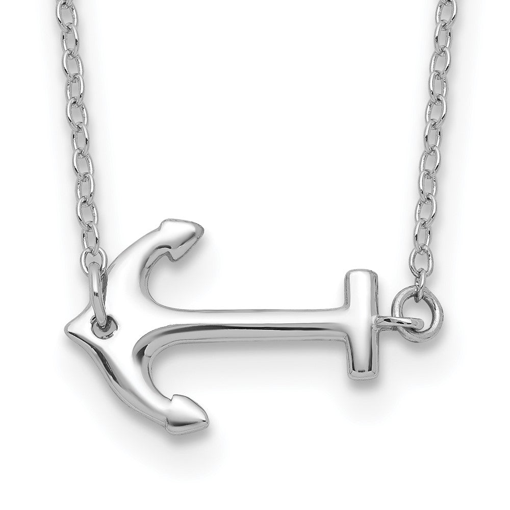 Sterlingsilber Rhodiniert Anker 16 Zoll mit A 2 Extention Halskette