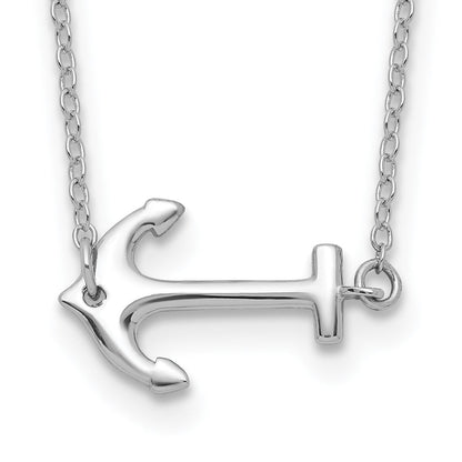Sterlingsilber Rhodiniert Anker 16 Zoll mit A 2 Extention Halskette