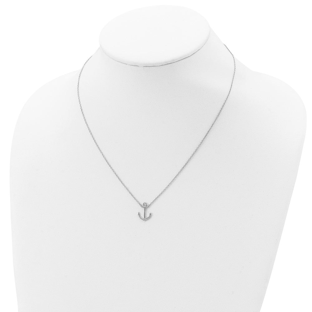 Sterlingsilber Rhodiniert Anker 16 Zoll mit A 2 Extention Halskette